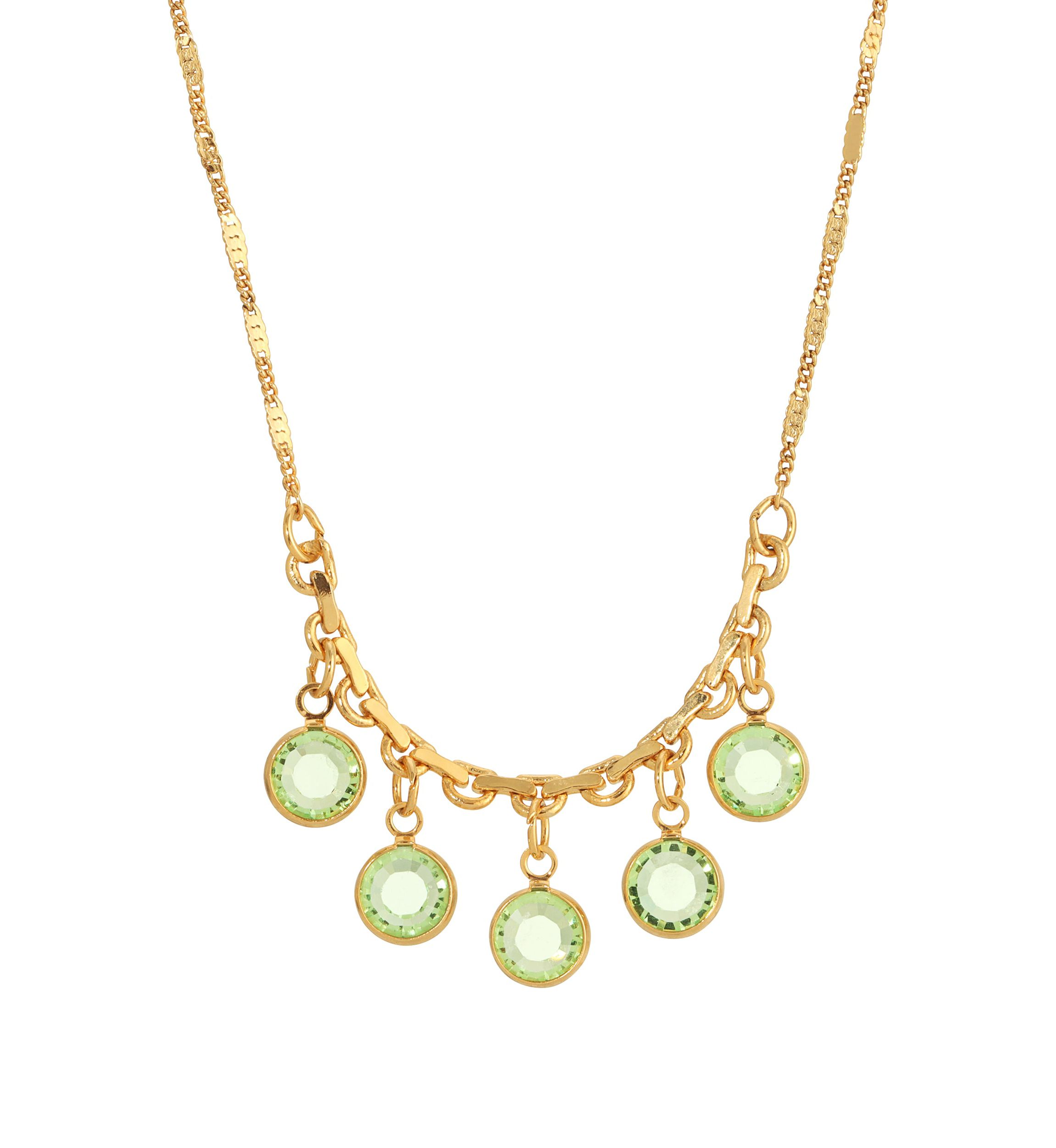 Gold Tone Shaky Crystal Necklace 16"