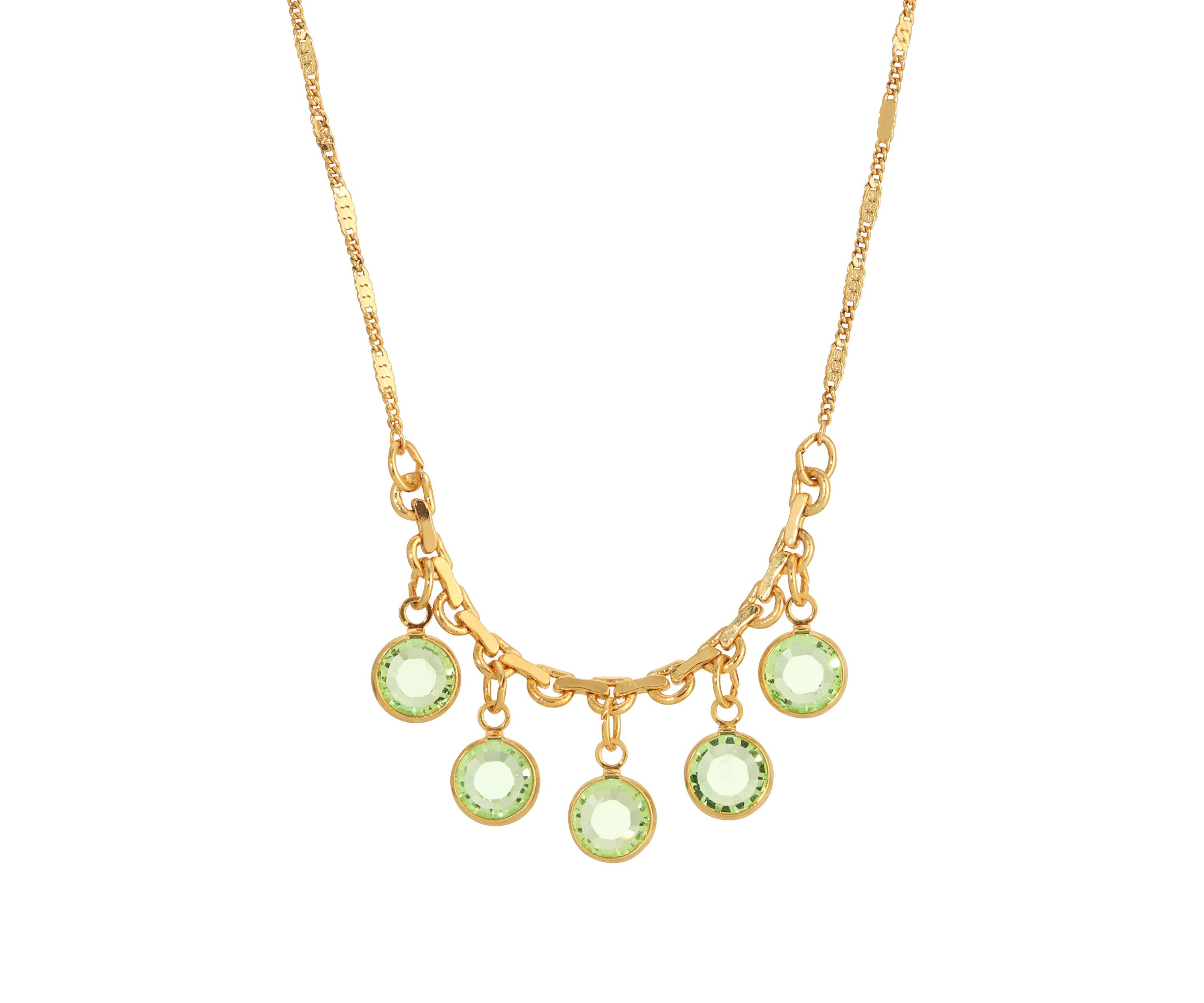 Gold Tone Shaky Crystal Necklace 16"