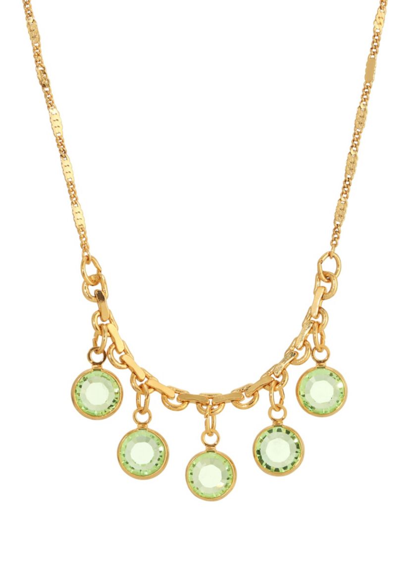 Gold Tone Shaky Crystal Necklace 16"