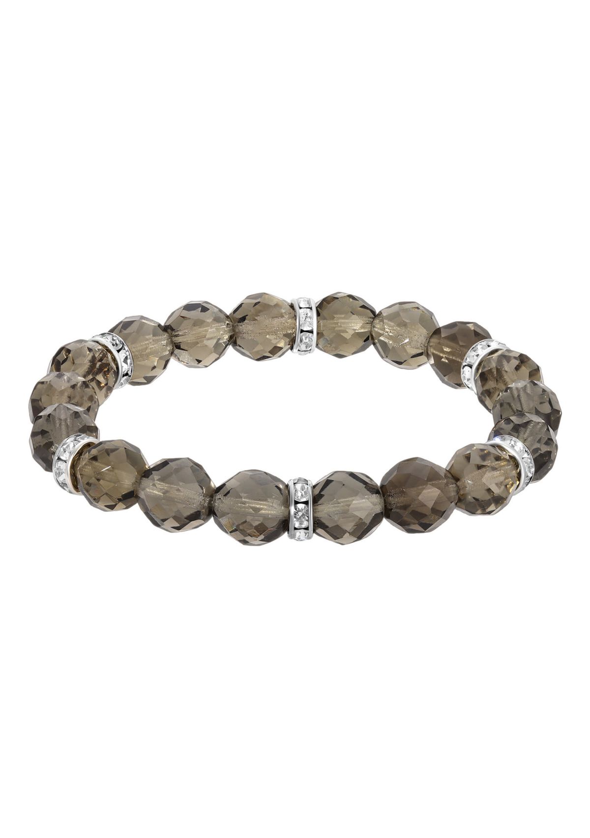 Silver Tone Crystal AB Glass Bead Stretch Bracelet