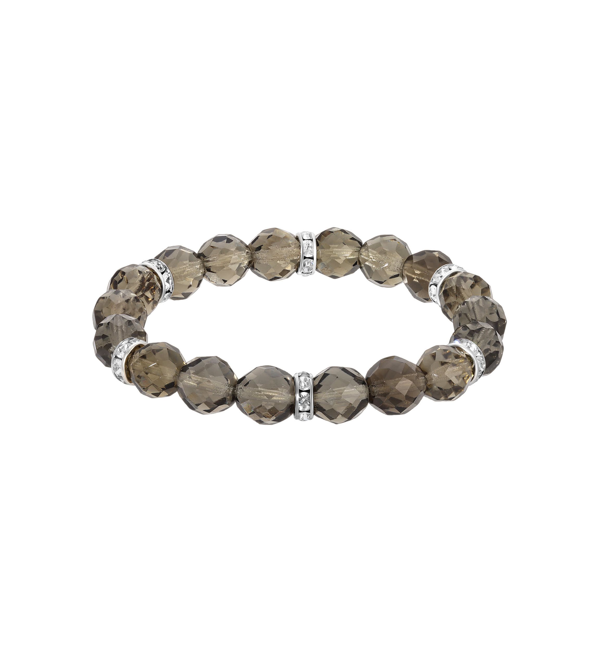 Silver Tone Crystal AB Glass Bead Stretch Bracelet