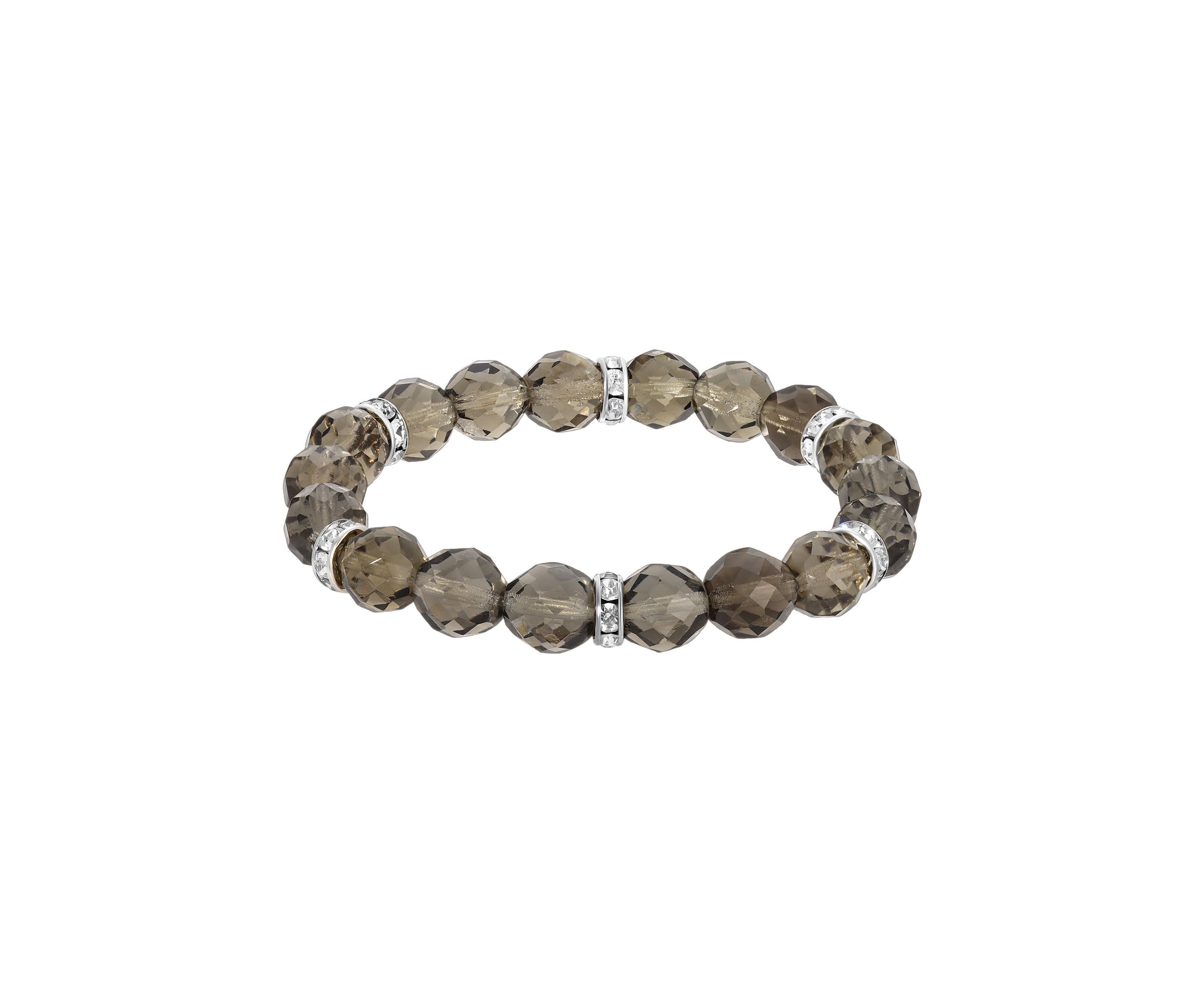 Silver Tone Crystal AB Glass Bead Stretch Bracelet