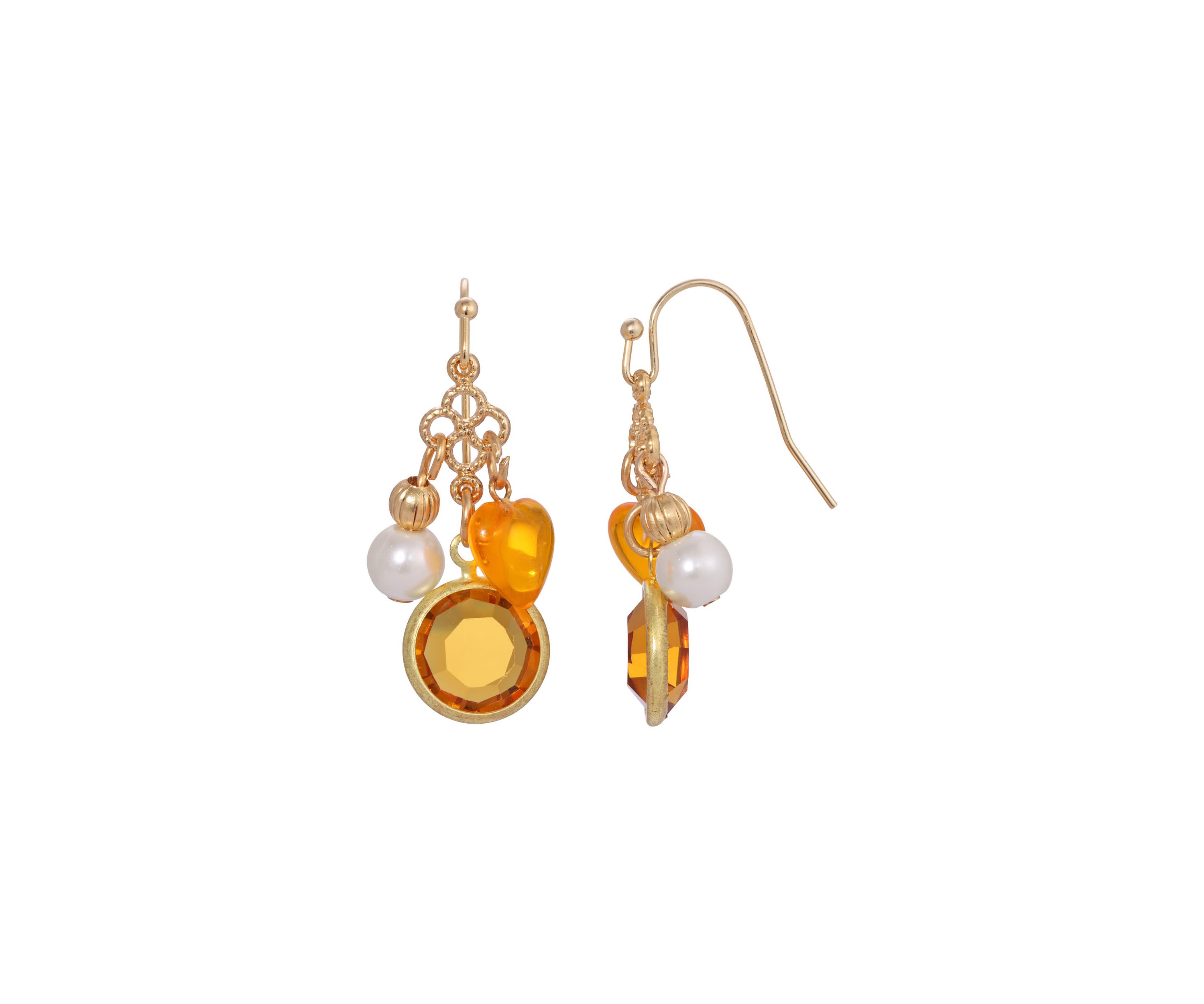 Crystal Channel Set Heart Charm Earrings