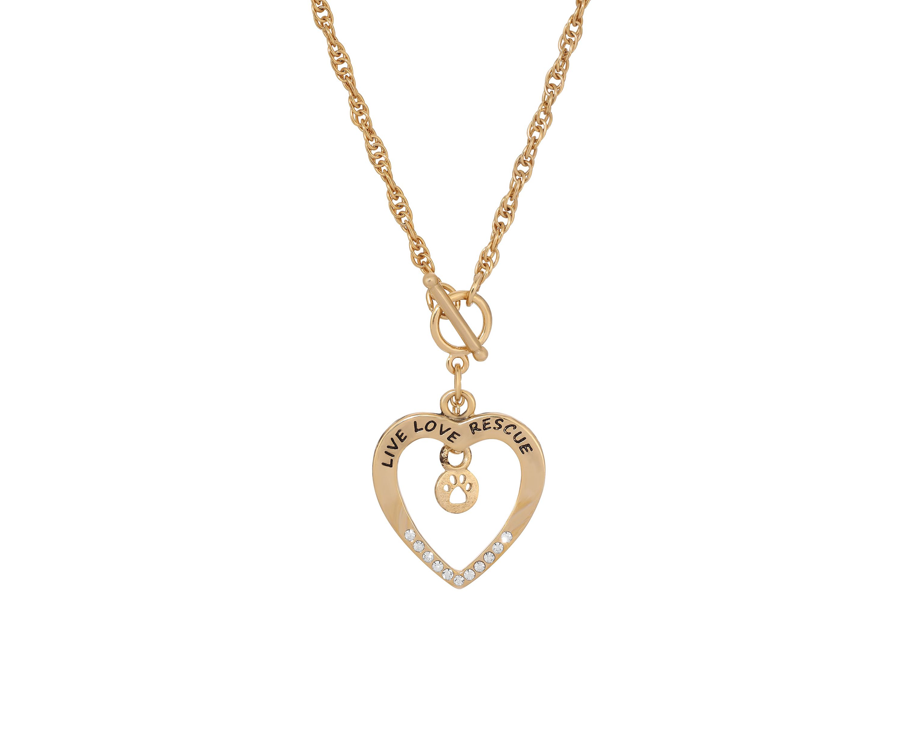 Live Love Rescue Open Heart Toggle Necklace 18"