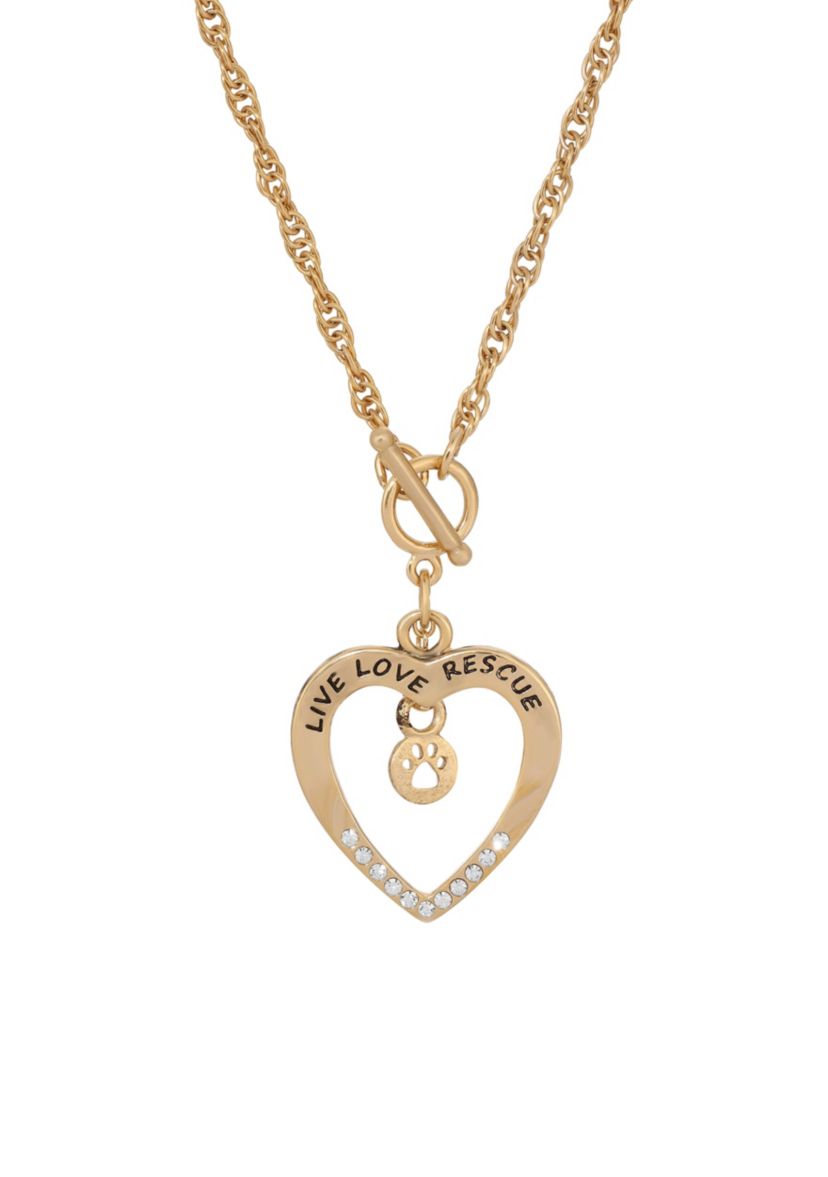Live Love Rescue Open Heart Toggle Necklace 18"