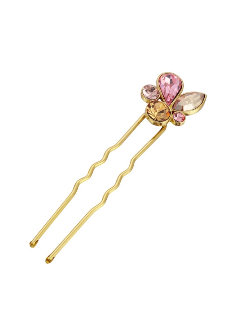 Gold Tone Multi Crystals Single Hair Pin
