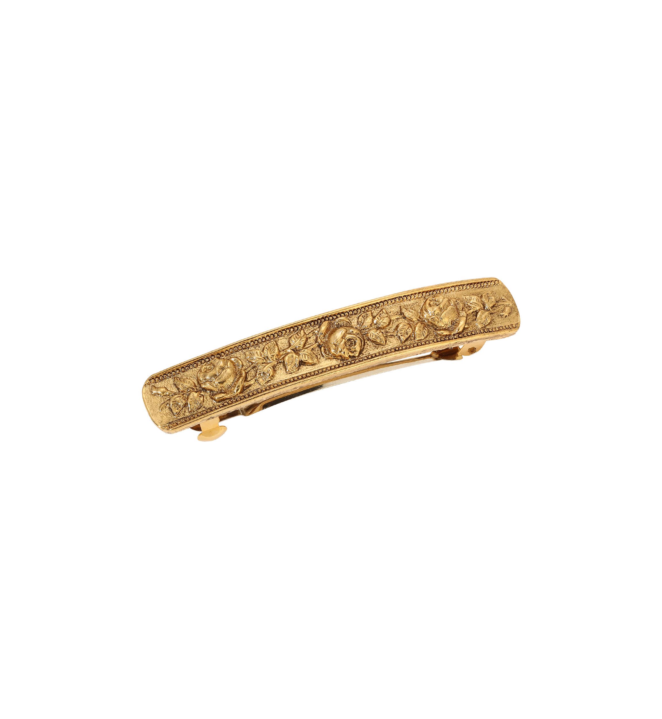 14K Gold Dipped Roses Hair Barrette