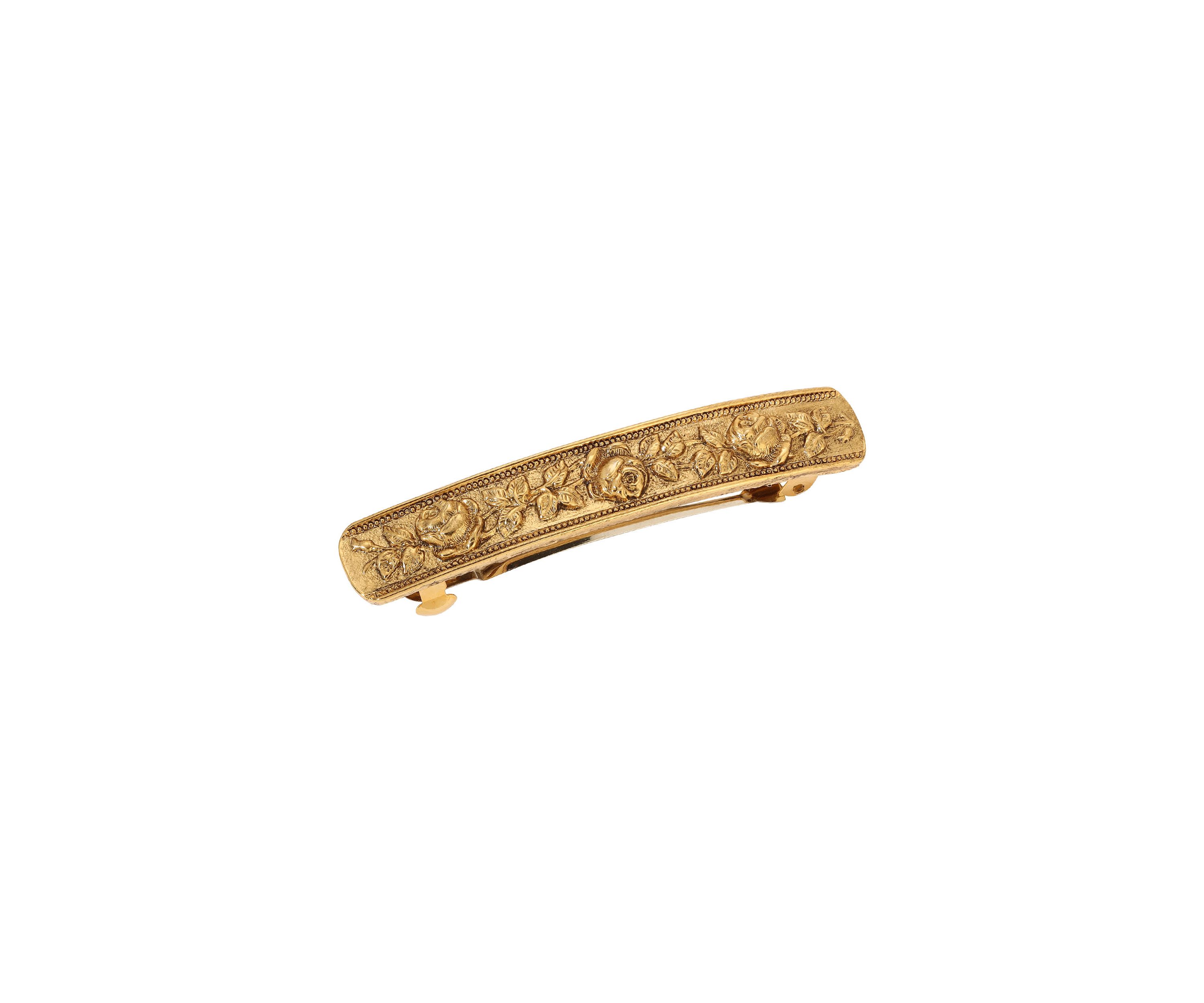 14K Gold Dipped Roses Hair Barrette