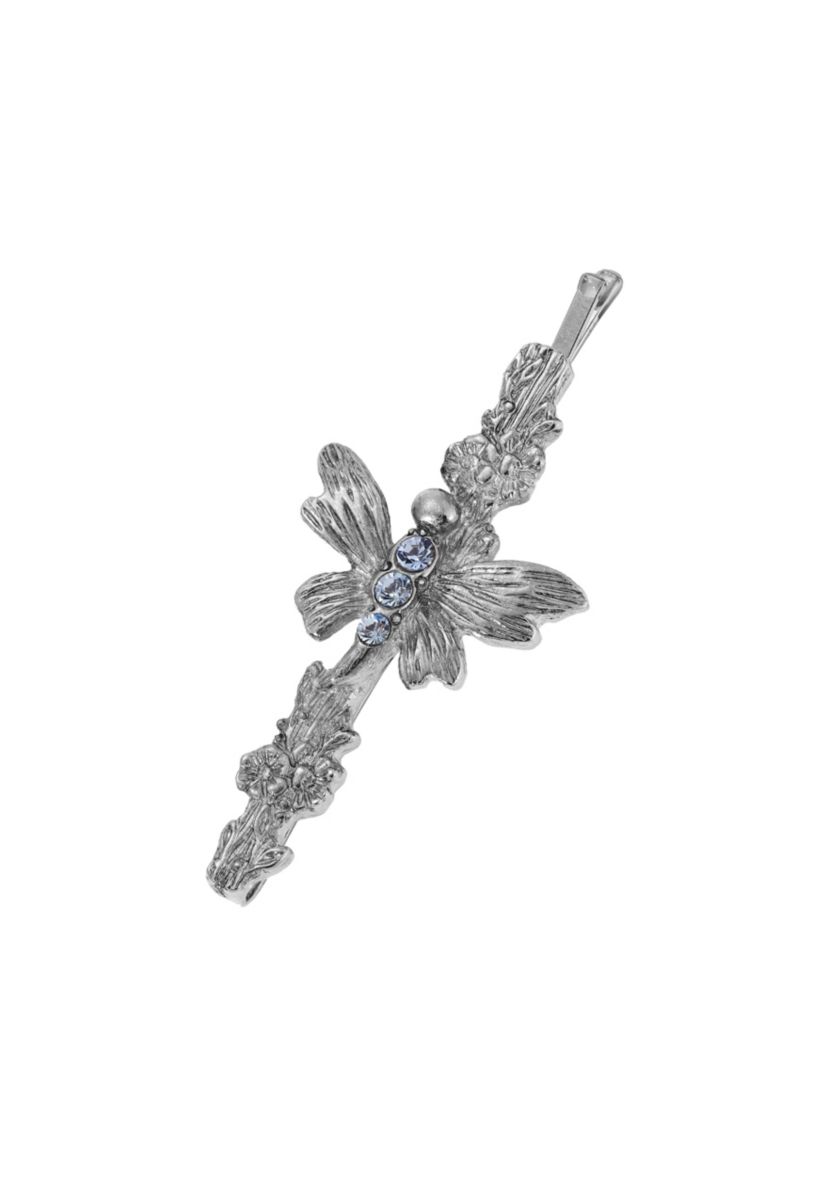 Silver Tone Blue Butterfly Bobby Pin