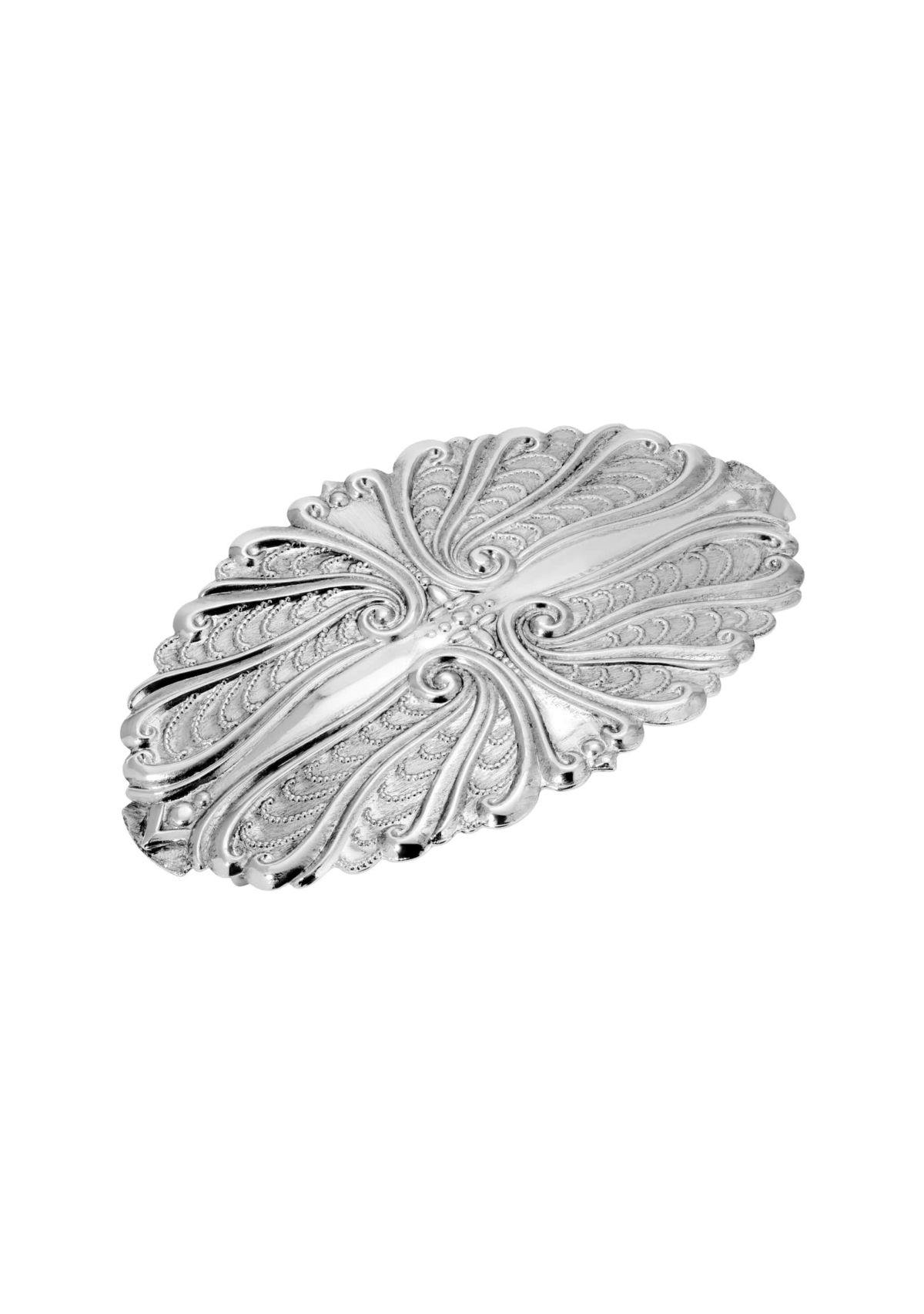 Silver Tone Oval Hair Barrette