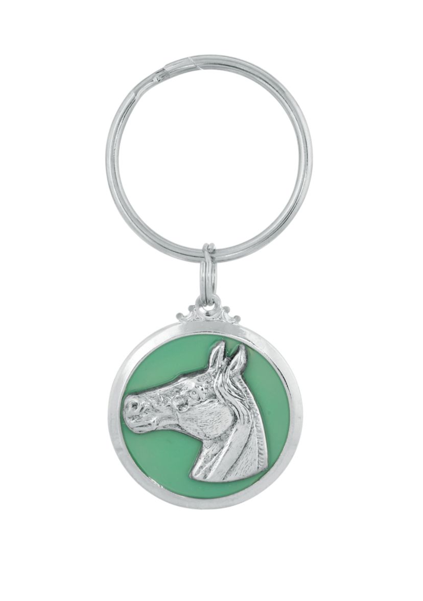 Silver Tone Horse Enamel Turquoise Color Key Chain