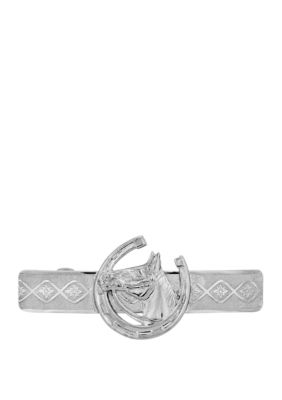 1928 Jewelry Women's Silver Tone Horseshoe and Horse Hair Barrette, Grey