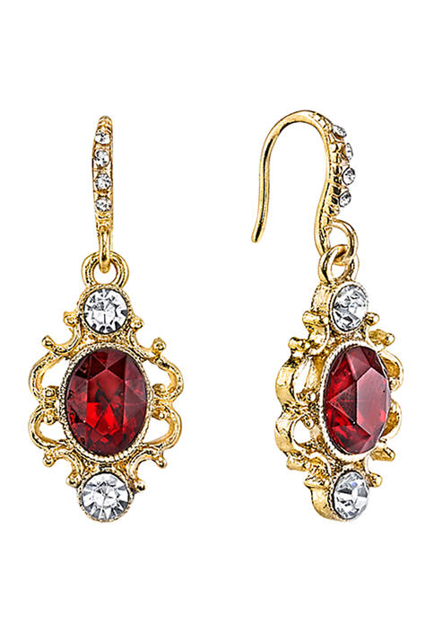 Crystal Pavé and French Filigree Drop Earrings