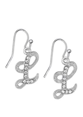 Silver Tone Crystal L Earrings