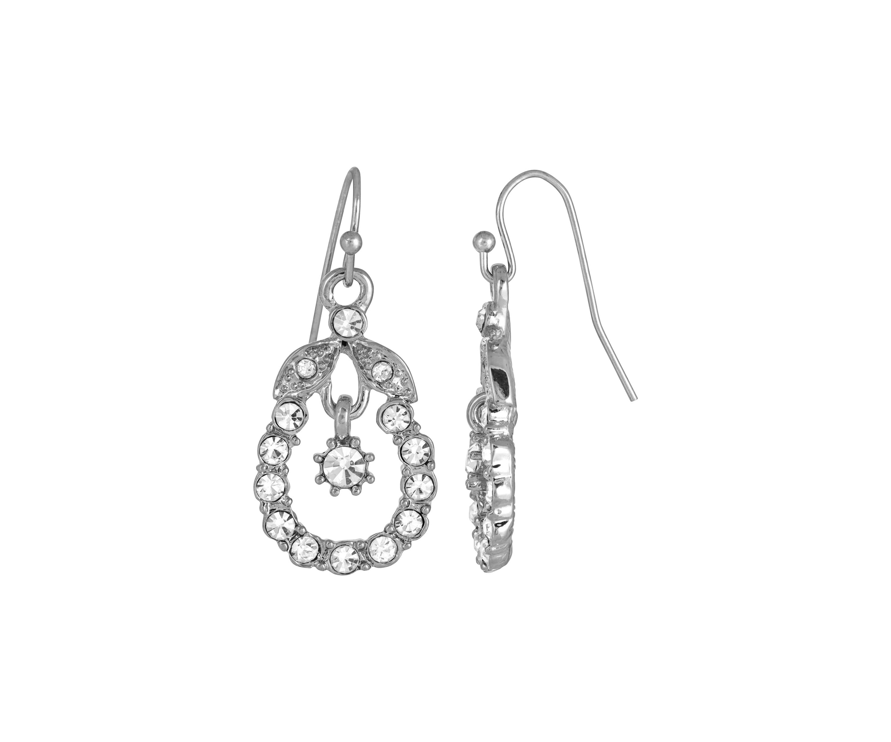 Silver-Tone Crystal Caged Drop Earrings