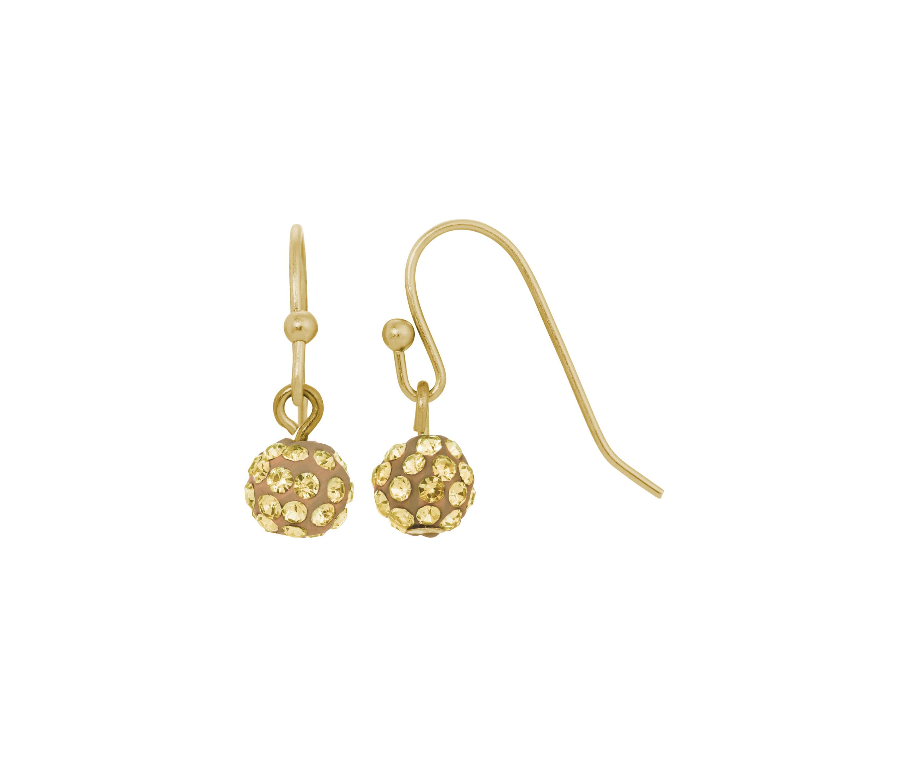 Gold-Tone Pave 6mm Drop Earrings