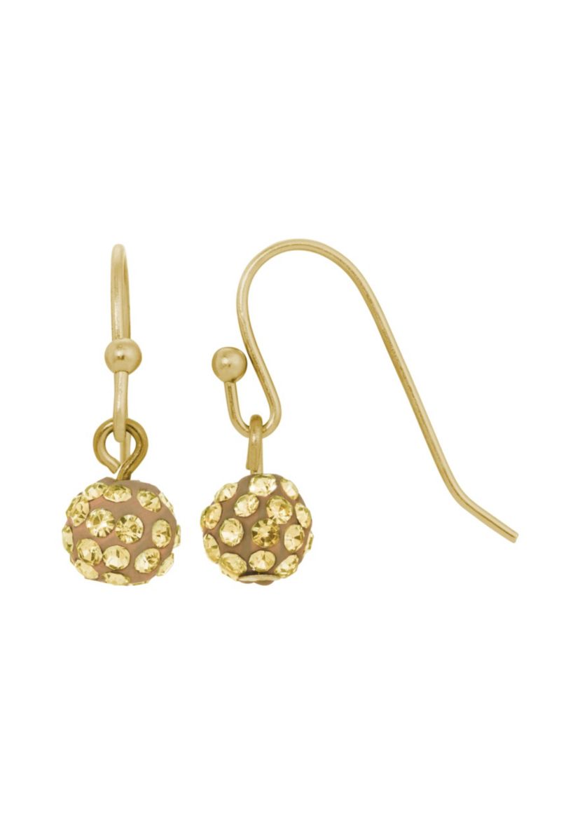 Gold-Tone Pave 6mm Drop Earrings