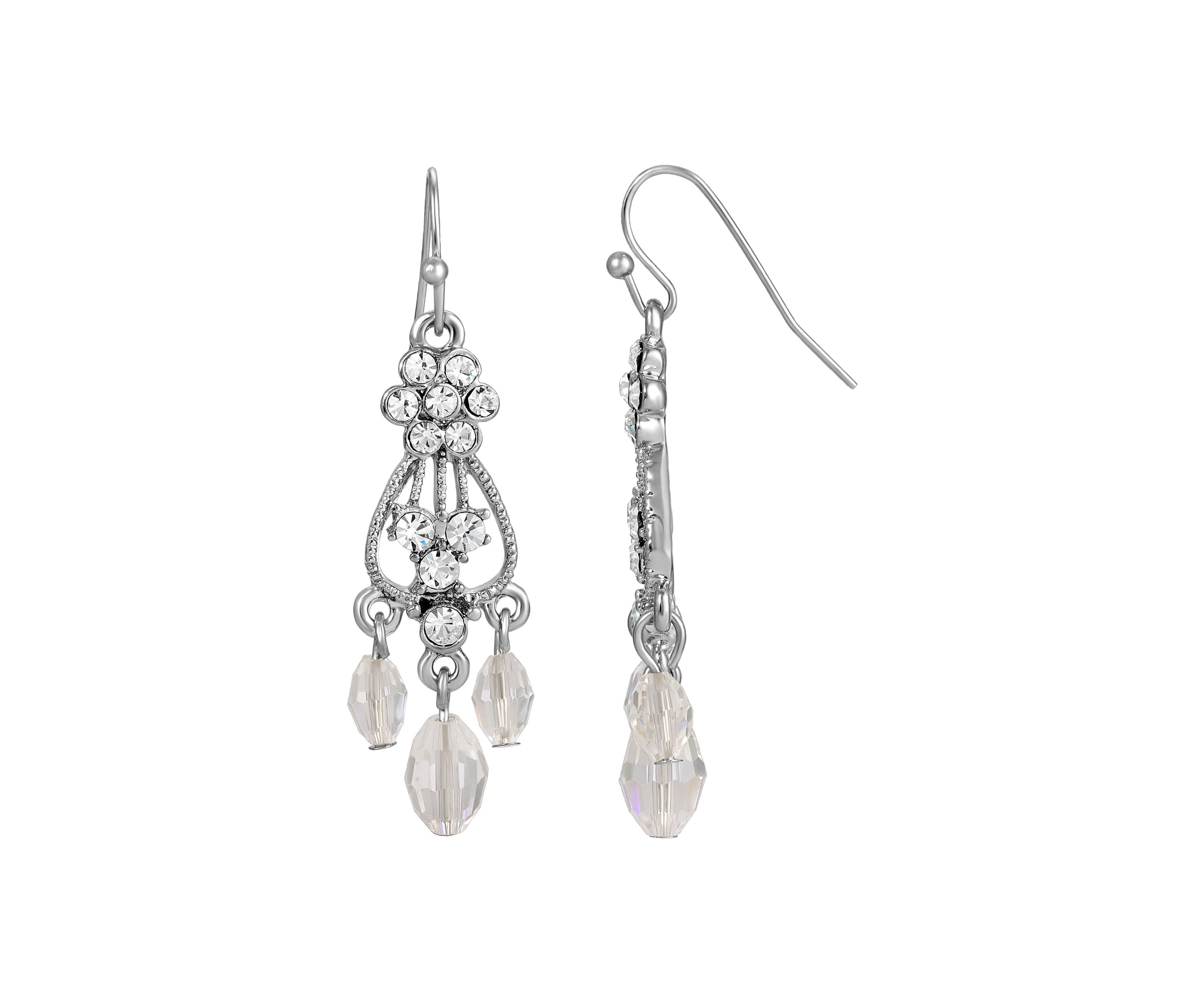 Silver-Tone Crystal Chandelier Drop Earrings