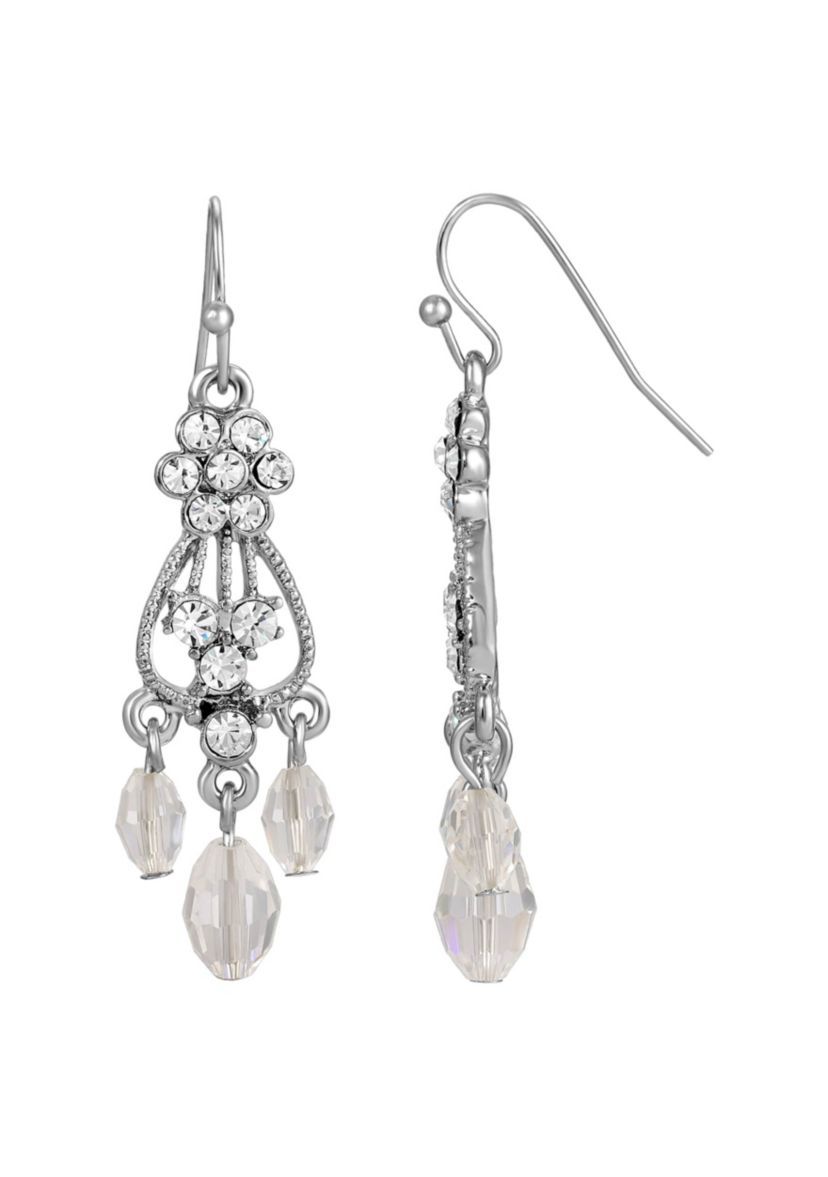 Silver-Tone Crystal Chandelier Drop Earrings