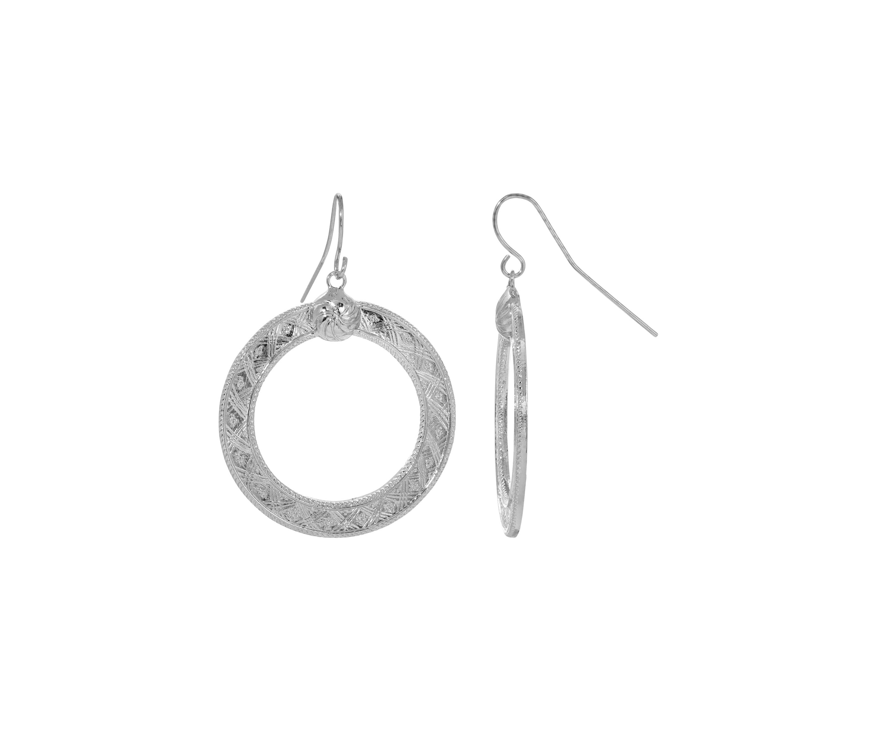 Silver-Tone Round Drop Earrings
