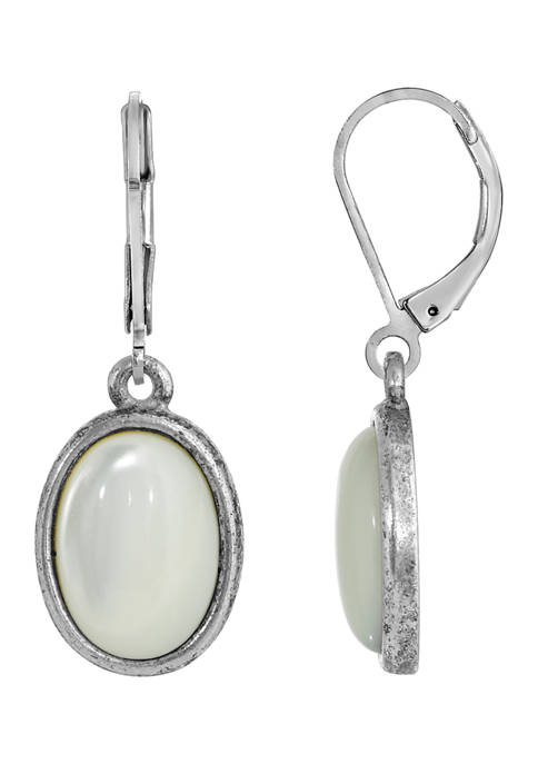 1928 Jewelry Silver Tone Mother of Pearl Oval