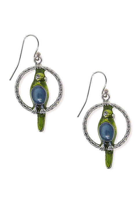 1928 Jewelry Pewter Hoops with Blue and Green
