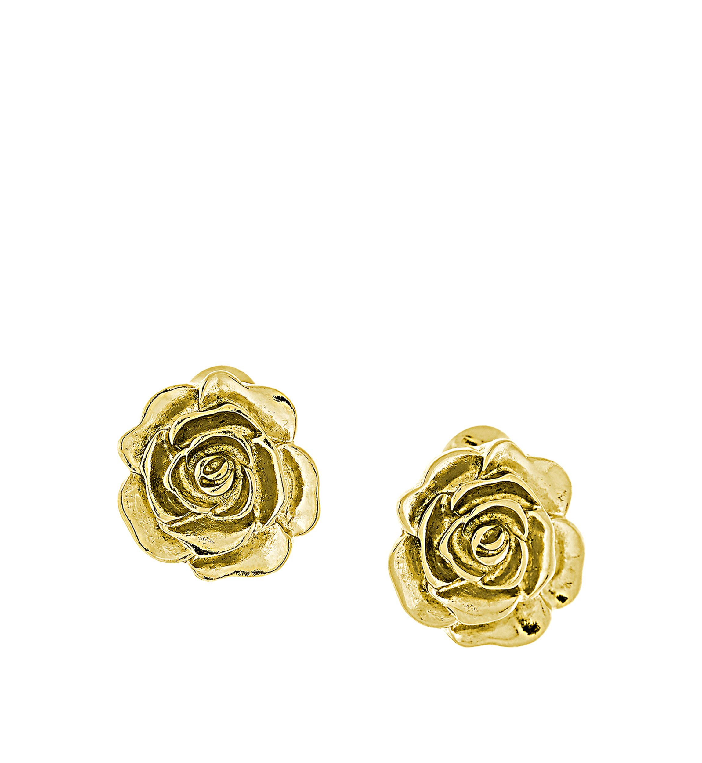 14k Gold Dipped Flower Button Clip Earrings