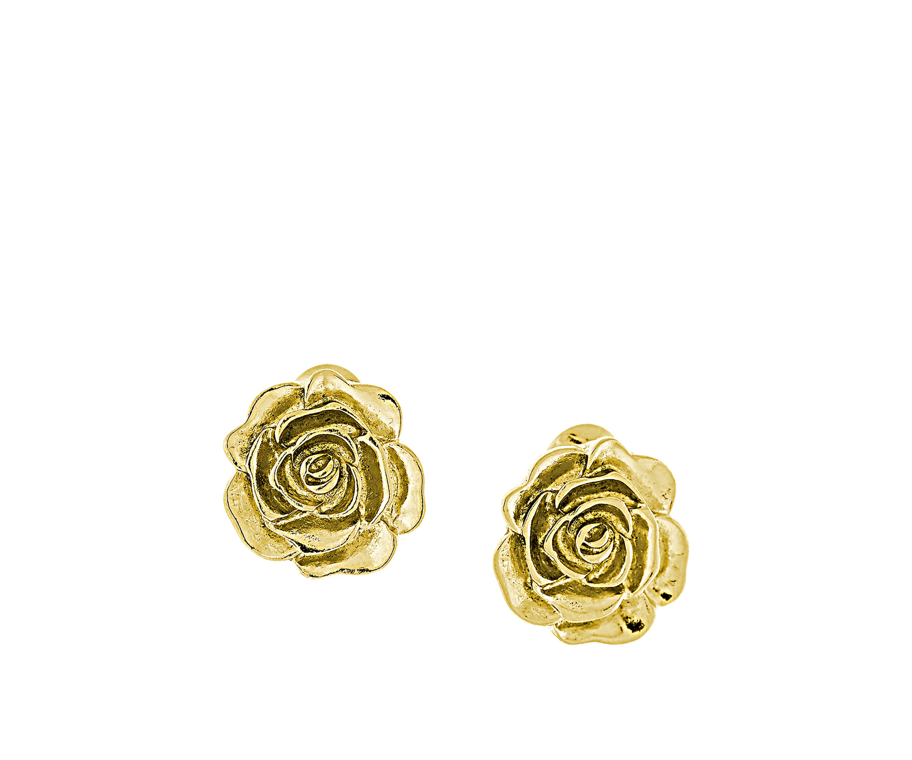 14k Gold Dipped Flower Button Clip Earrings