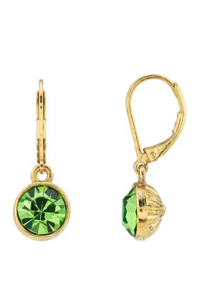 14K Gold Dipped Peridot Green Faceted Drop Earrings