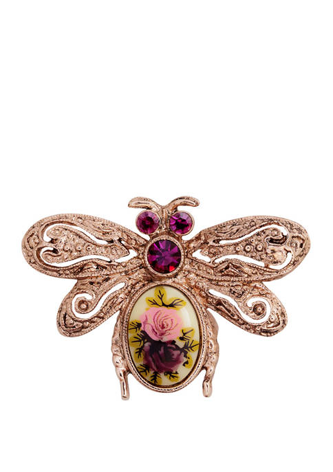 1928 Jewelry Rose Gold Tone Purple Crystal Flower