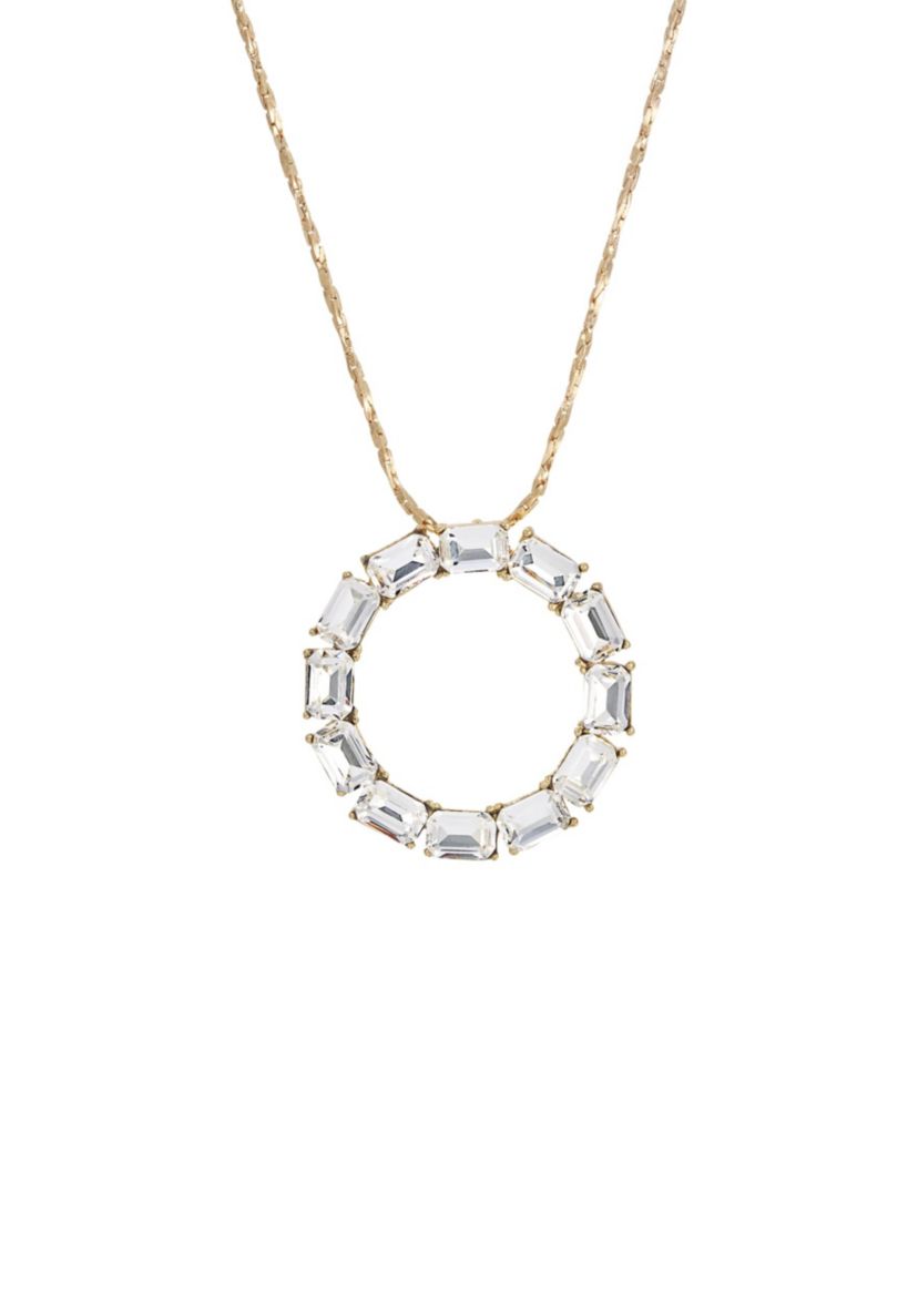 Gold-Tone Pendant Necklace with Swarovski Crystal 18"