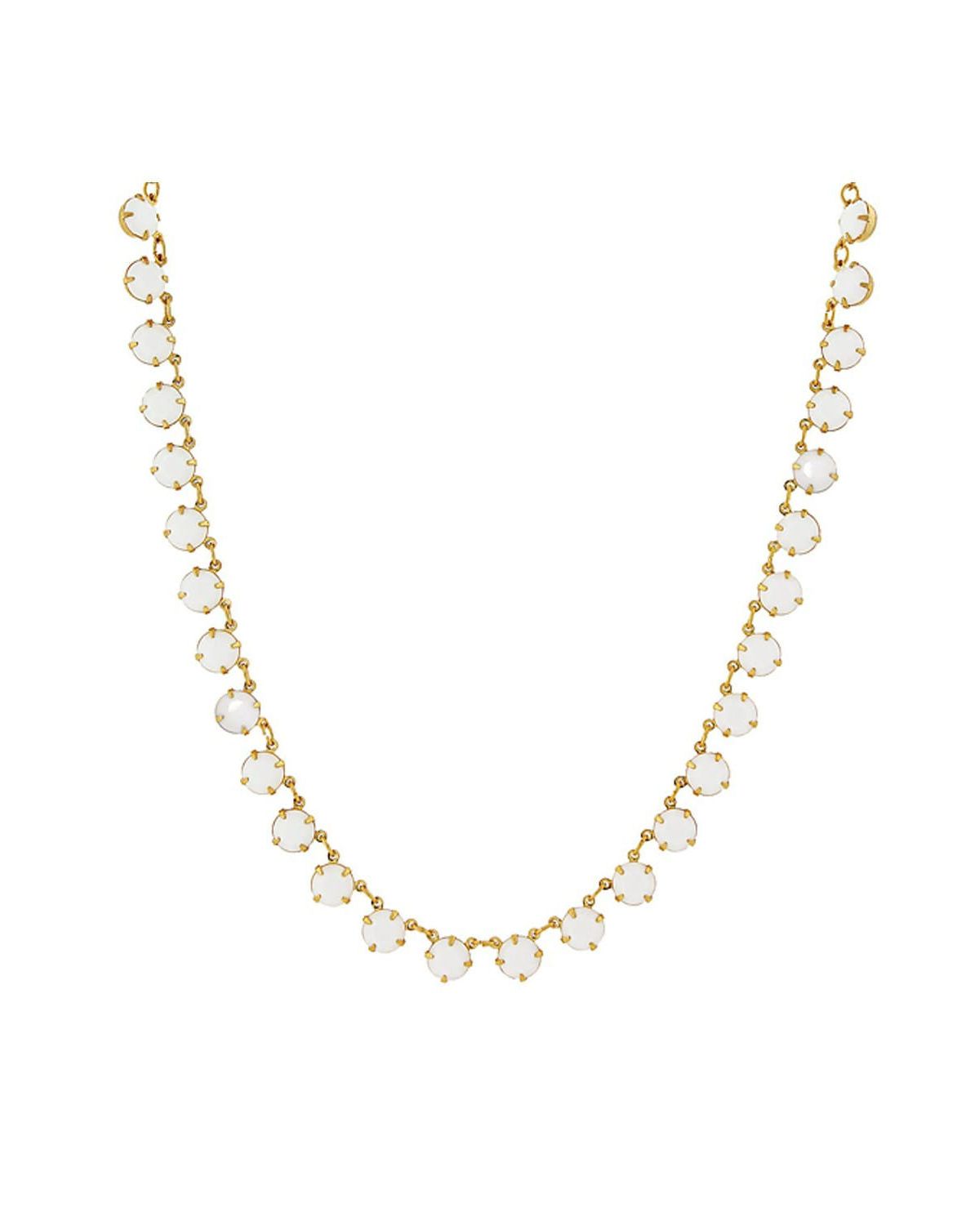 14k Gold Dipped Collar Necklace Made with White Swarovski Crystals 16"Adj.