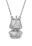 18 Inch Silver Tone with Crystal Accents Purse Locket Necklace