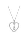 Silver-Tone Crystal Heart & Teardrop Necklace 16"Adj.