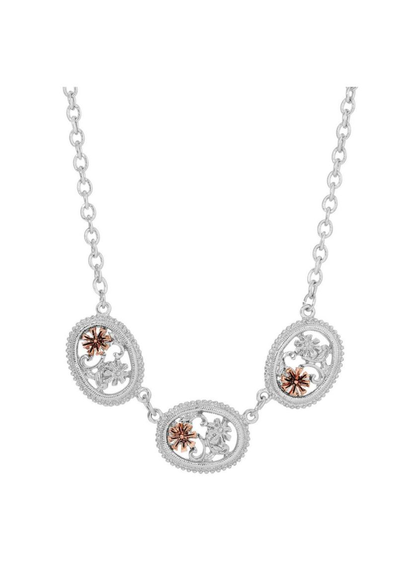 Silver-Tone Filigree Flower16" Adj