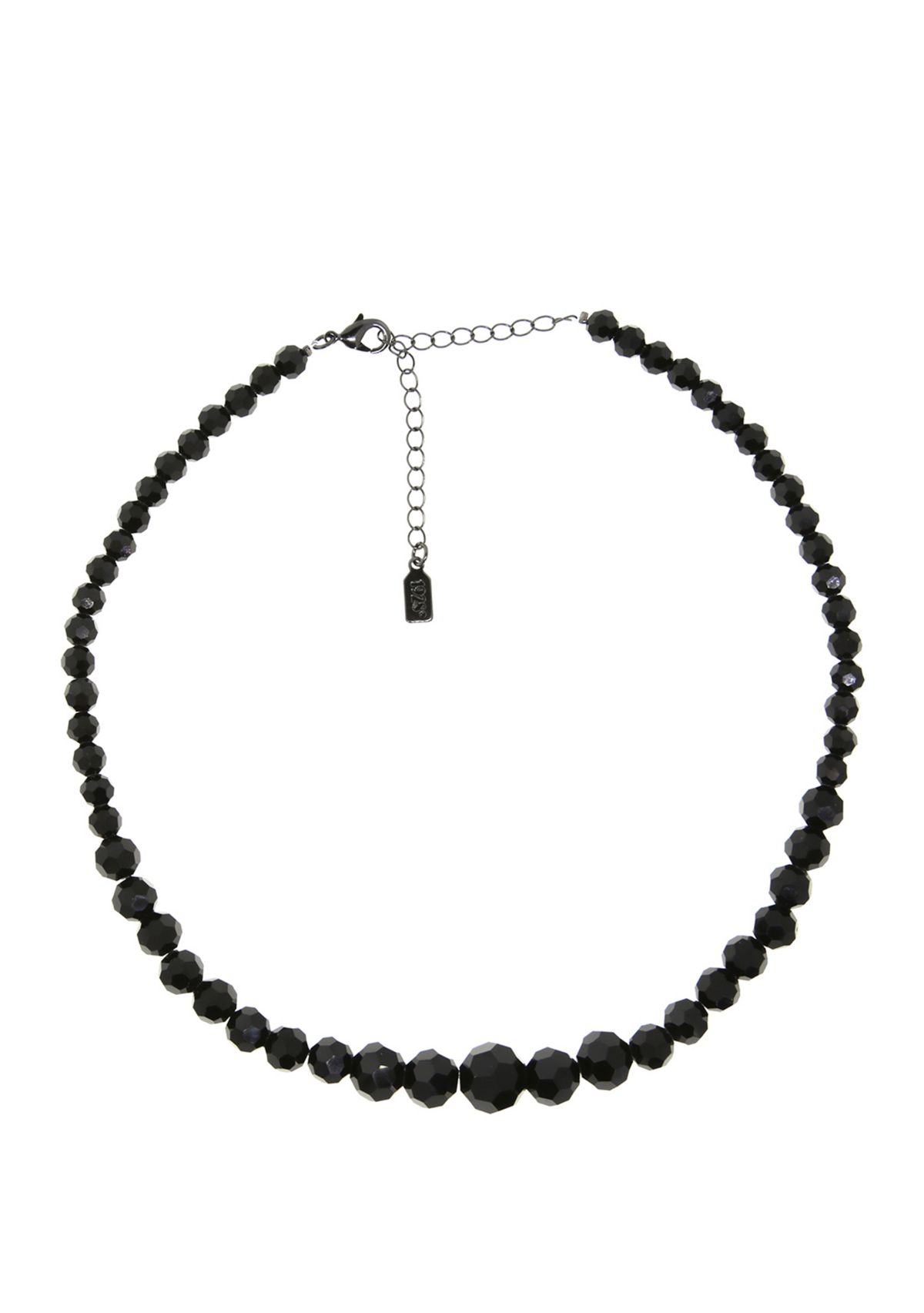 Black Beaded Necklace 15" Adj.