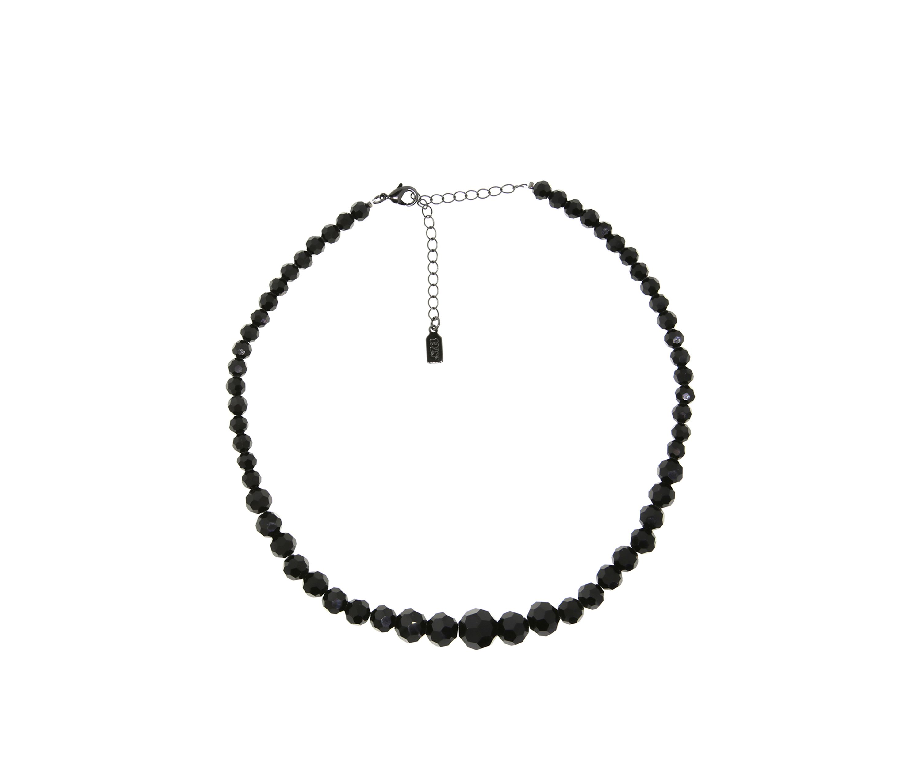Black Beaded Necklace 15" Adj.
