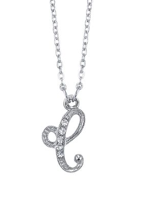 Silver Tone Crystal Initial Necklace