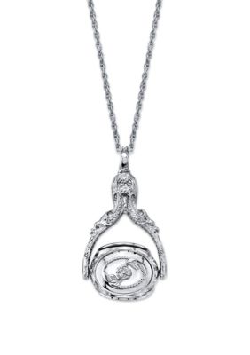 Silver-Tone 3 Sided Spinner Locket Necklace