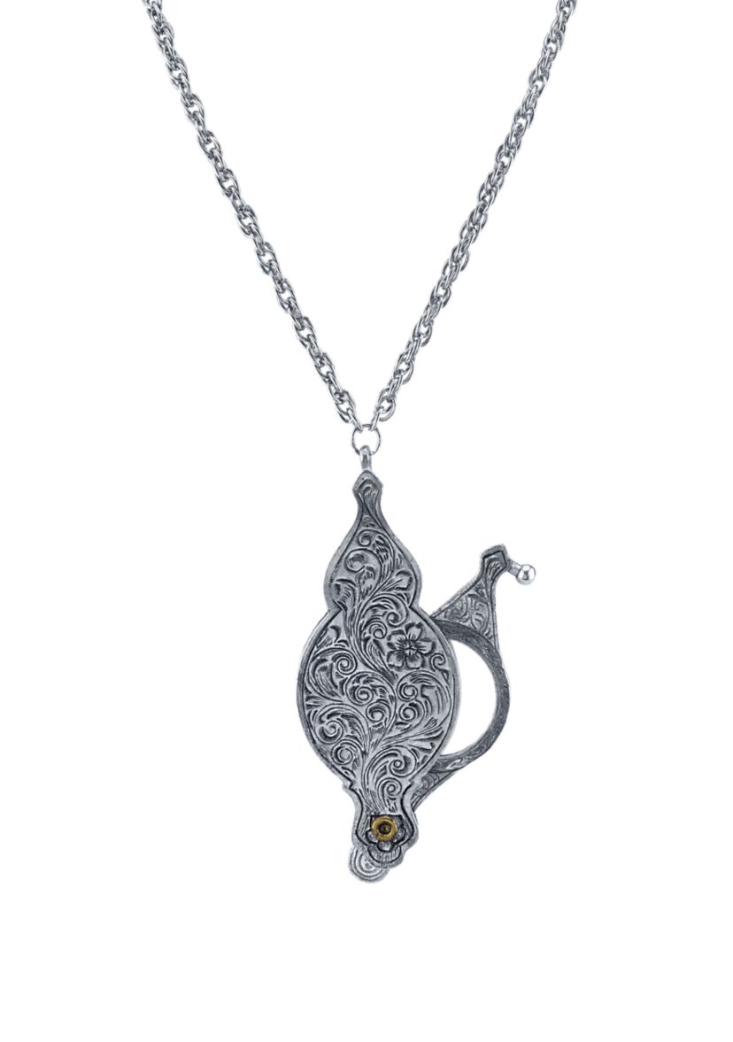 30 Inch Antiqued Pewter Fold Out Magnifier Pendant Necklace