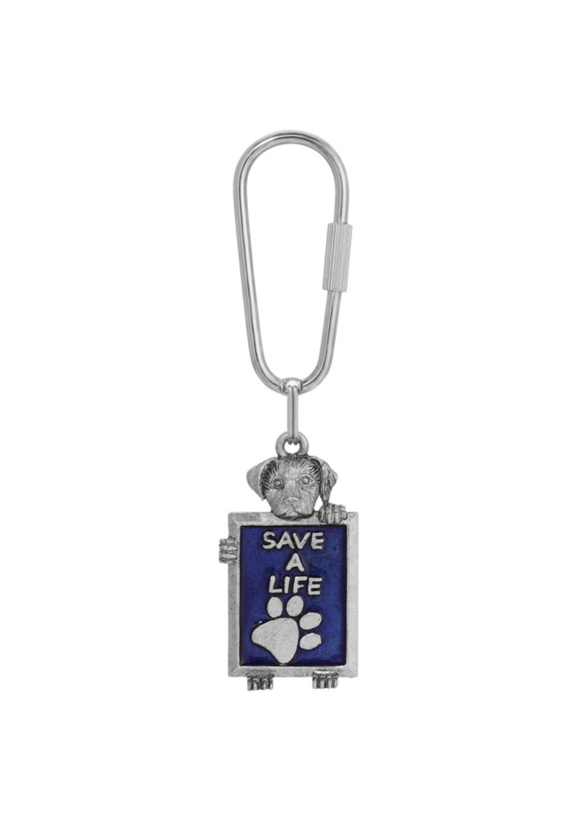 Blue Enamel Dog Save A Life Key Fob