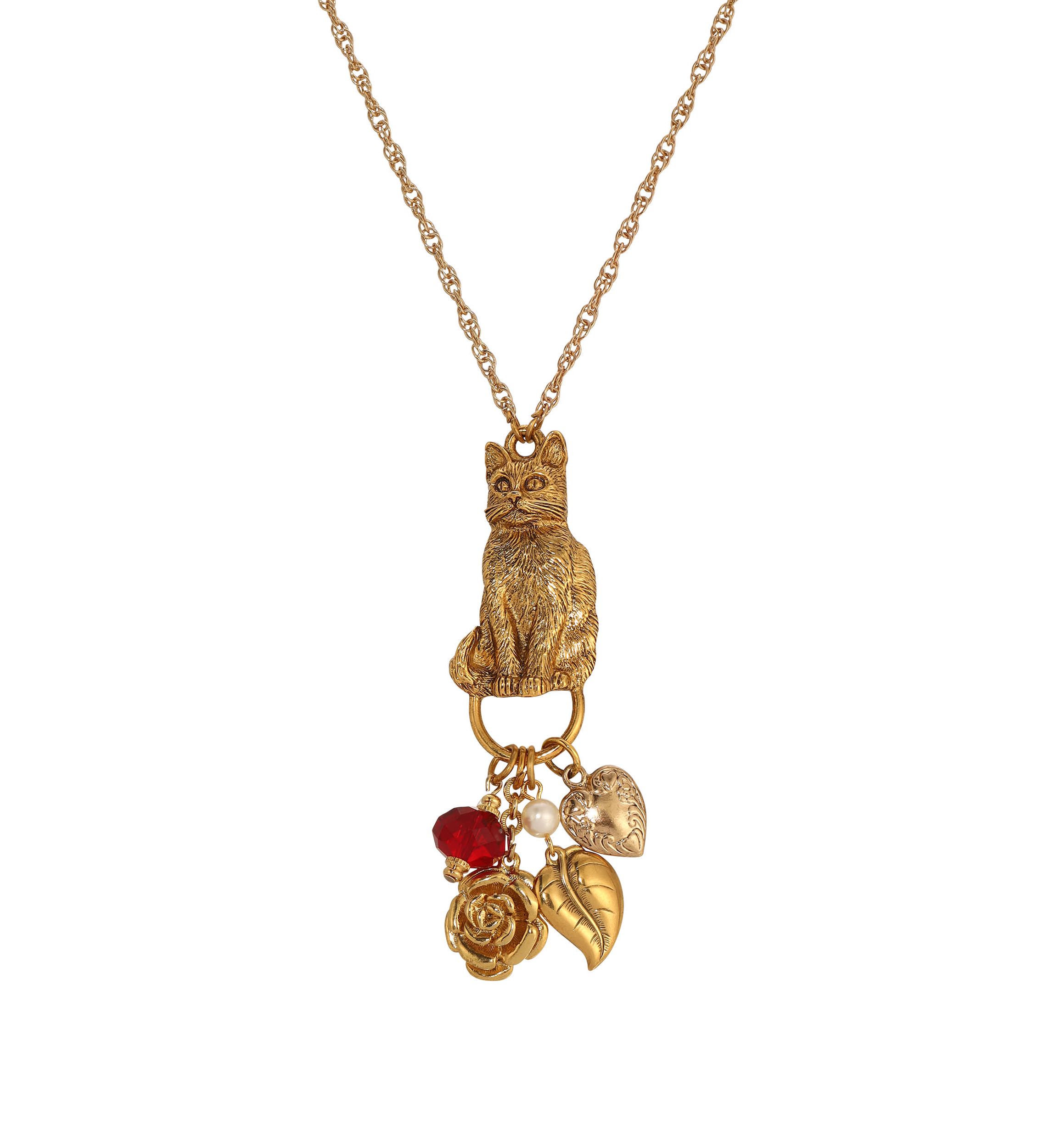 Cat Charm Holder Necklace 28"