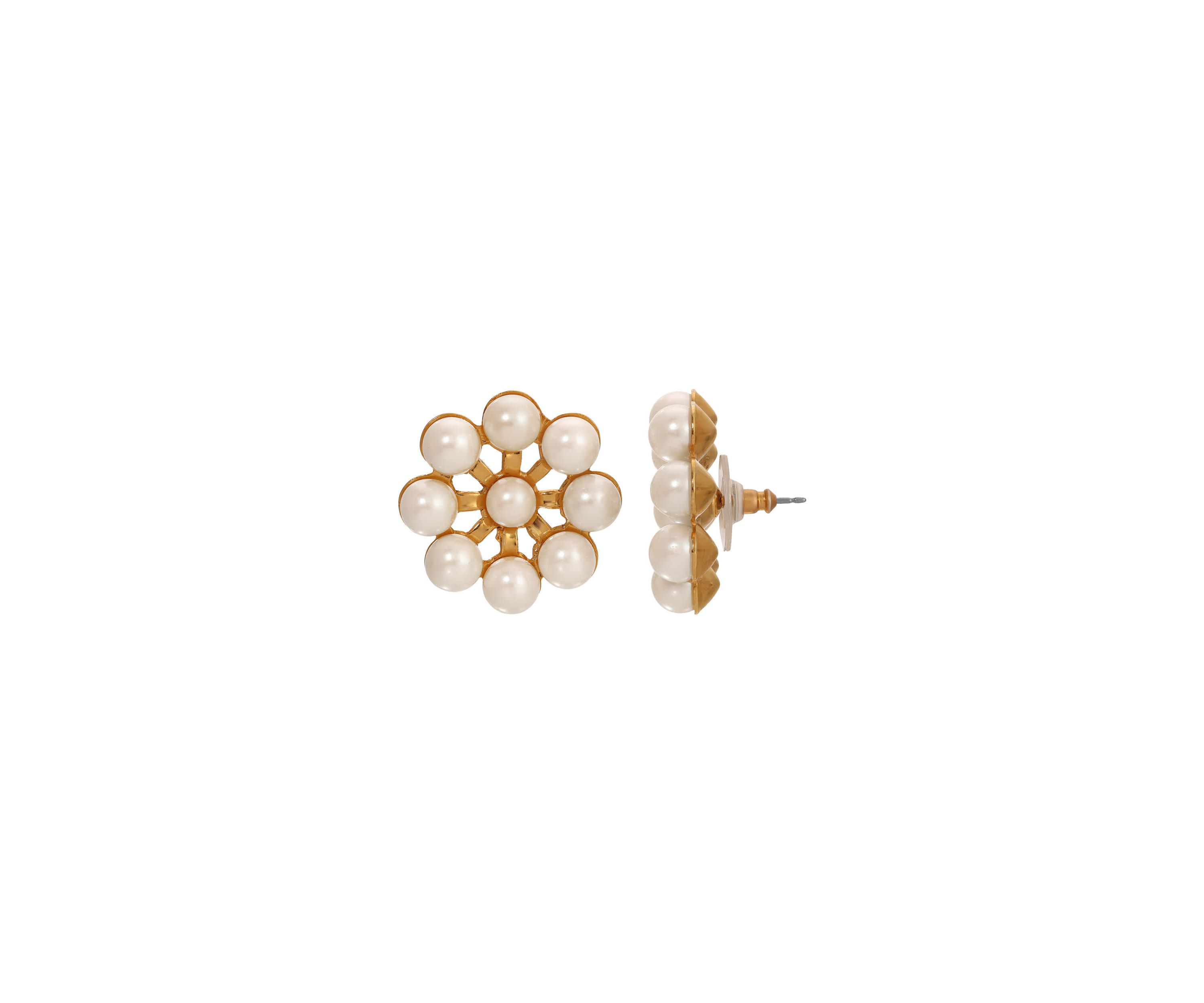 14K Gold Dipped Faux Pearl Clip Earrings
