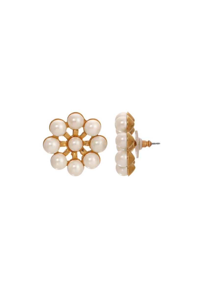 14K Gold Dipped Faux Pearl Clip Earrings