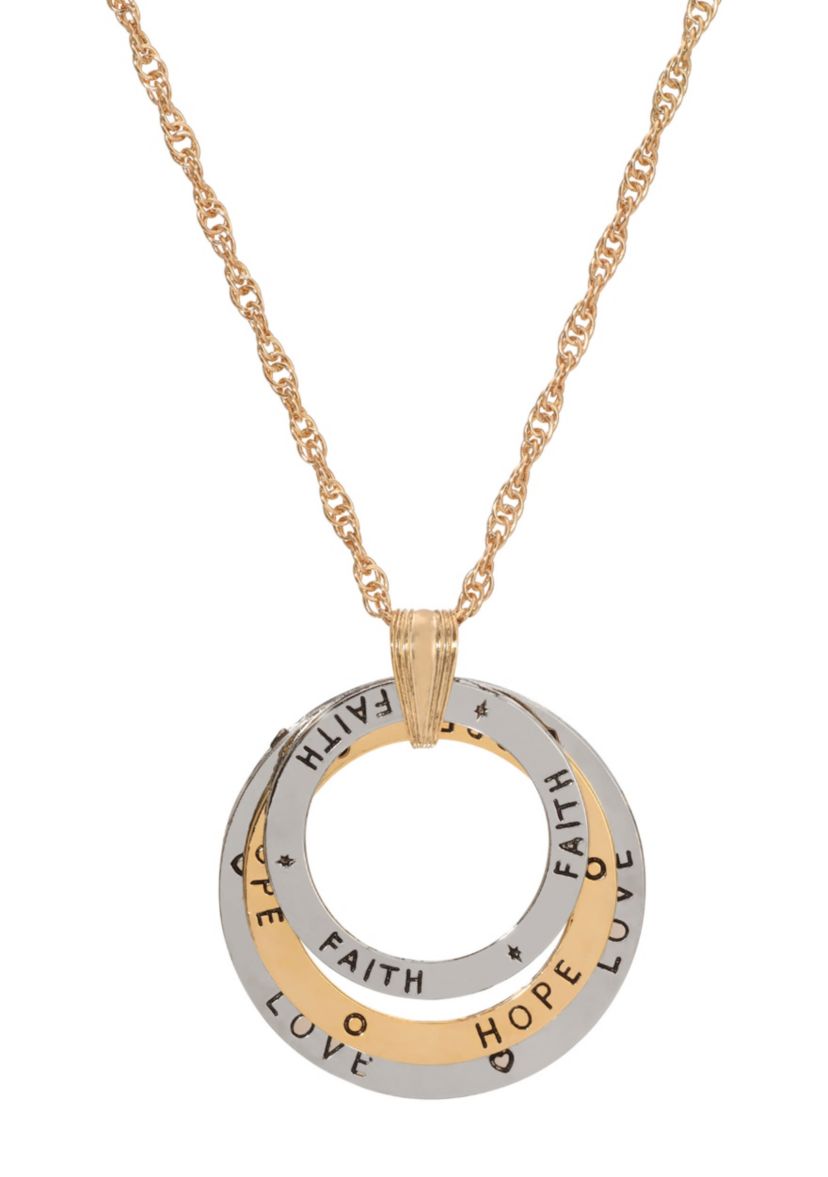 Love Hope Faith Tri Ring Necklace 28"
