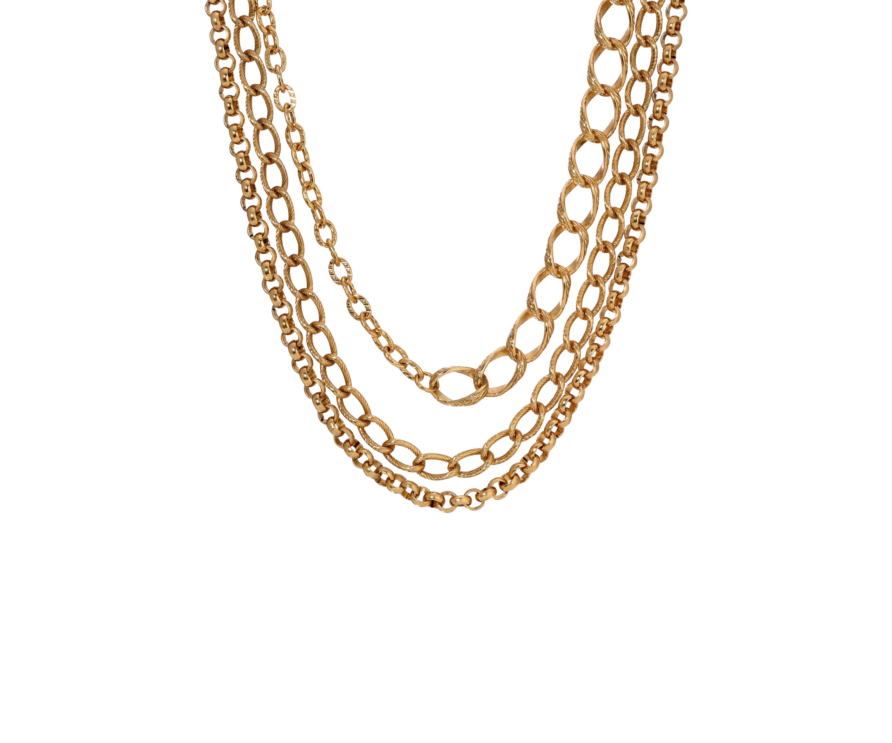 14K Gold Dipped Multi-Chain Necklace 32"