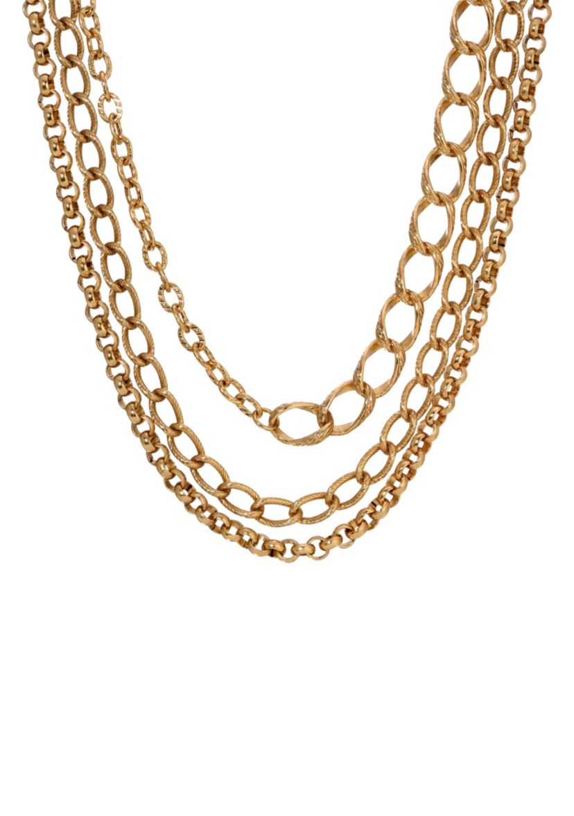 14K Gold Dipped Multi-Chain Necklace 32"