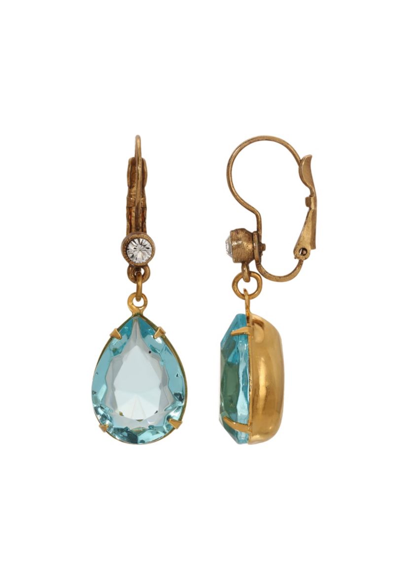 Gold Tone Teardrop Crystal Earrings