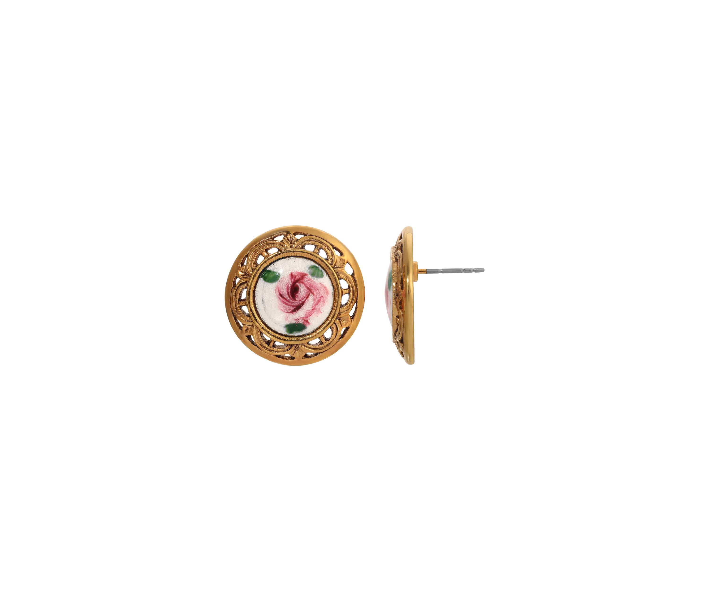 14K Gold Dipped Round Flower Earrings