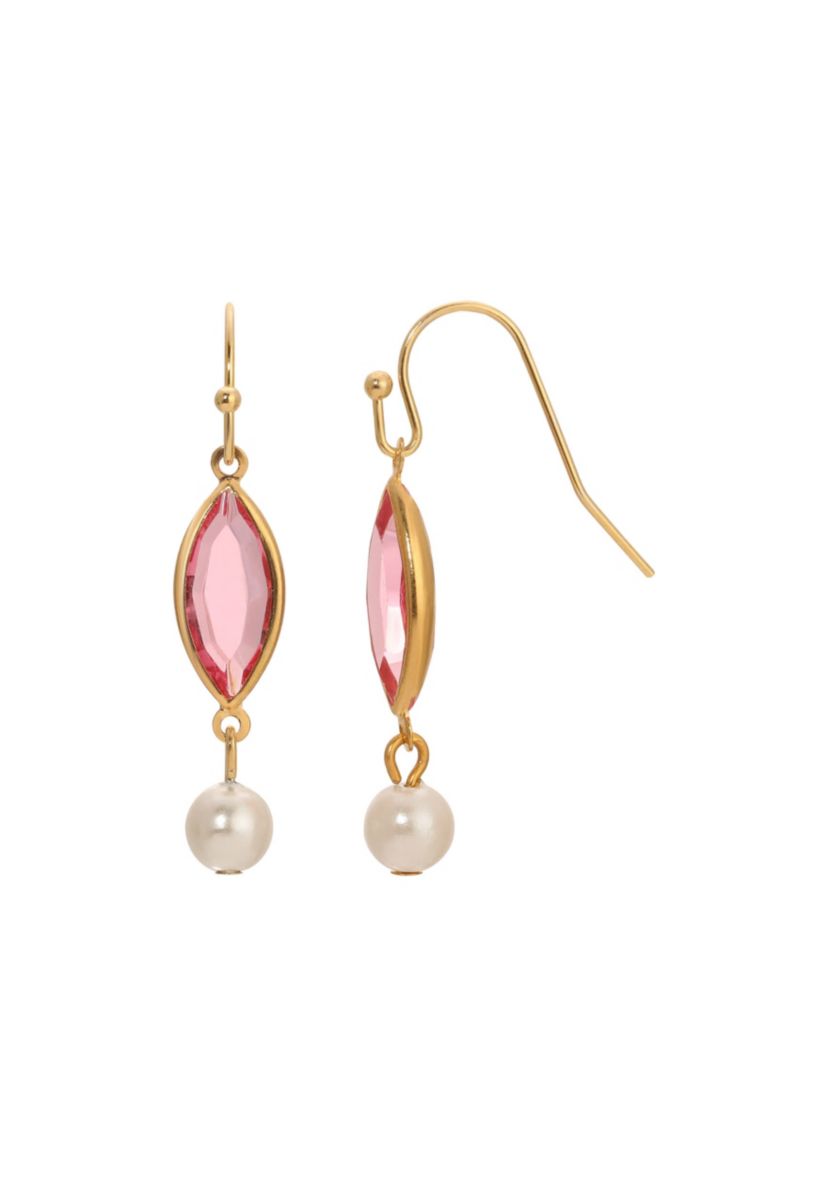 Pink Crystal Faux Pearl Earrings